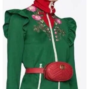 Gucci Marmont Red Gold Logo Quilted Bumbag Fannybag Waistbag Quiet Luxury Glam